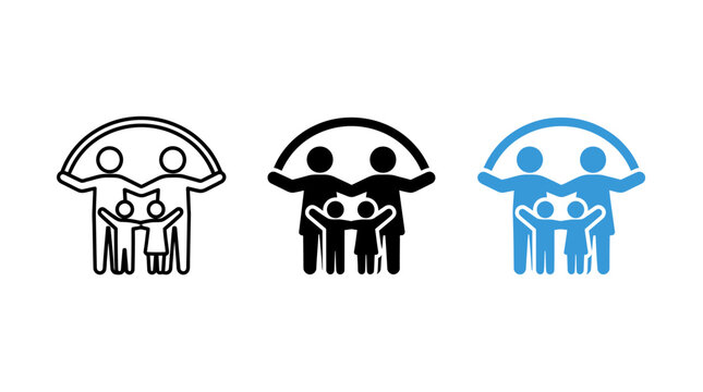 Family unity icons showing parents and children holding hands