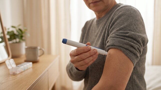 Person Preparing Insulin Injection with Insulin Pen at Home