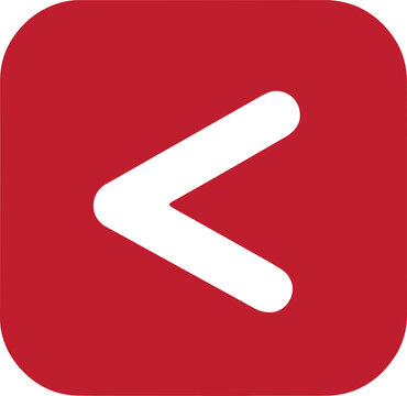 Red Rounded Square with Black Left Arrow Icon, Transparent PNG