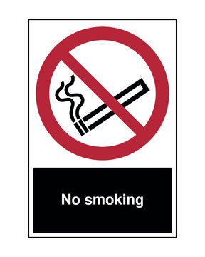 ISO 7010 P002 No Smoking Sign with Cigarette Symbol and Red Prohibition Circle, Workplace Smoking Ban Safety Sign for Industrial, Commercial and Public Areas