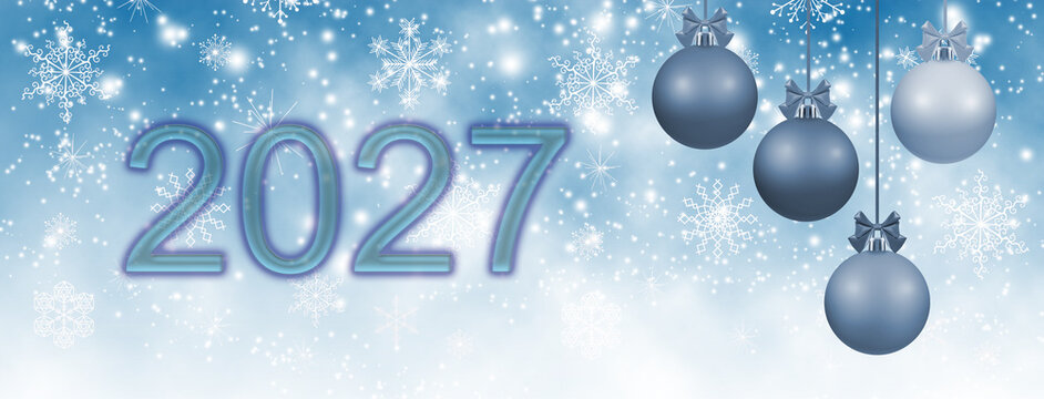 New year celebration with 2027 and decorations in the winter season