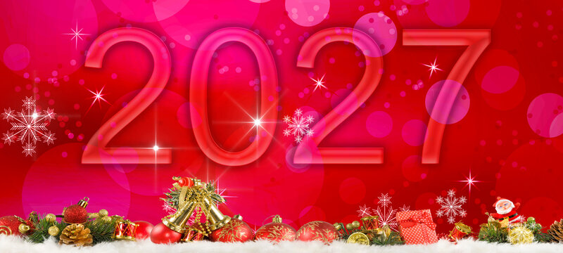Celebration of New Year 2027 with festive decorations and bright colors