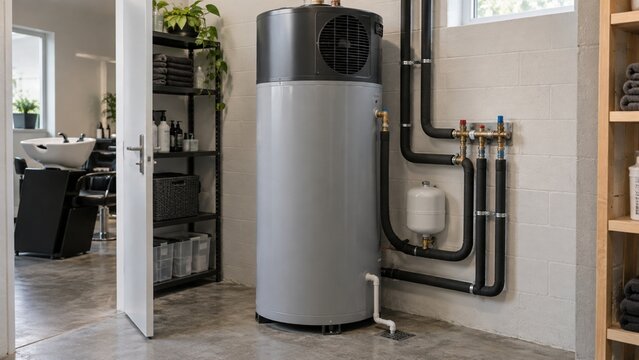 Heat-pump water heater in a small business