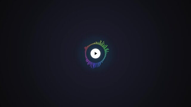 Play Button Logo With Audio Equalizer Animation