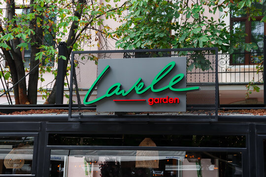 Sofia, Bulgaria- August 19, 2023: Lavele Kitchen and Bar cuisine restaurant front sign located on Vitosha boulevard, Sofia center