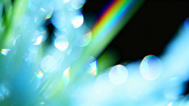 Bright Blue and green Bokeh Effect with Light Flares and Rainbow Beam / Efecto Bokeh Azul y verde Brillantes con Destellos de Luz y Rayo Arco&iacute;ris