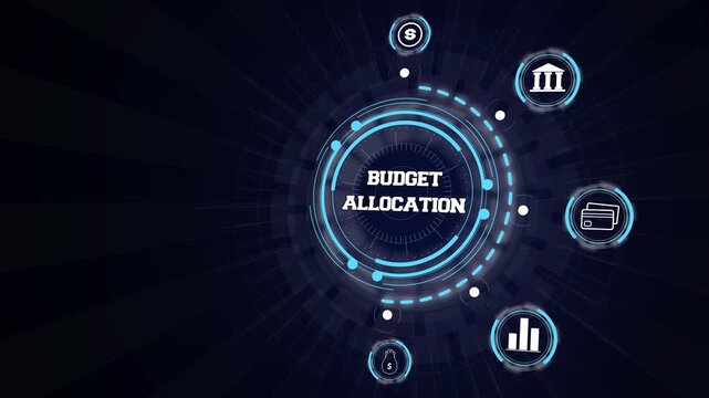Budget allocation tracking panel displaying corporate financial expenditure breakdown on dark digital ui
