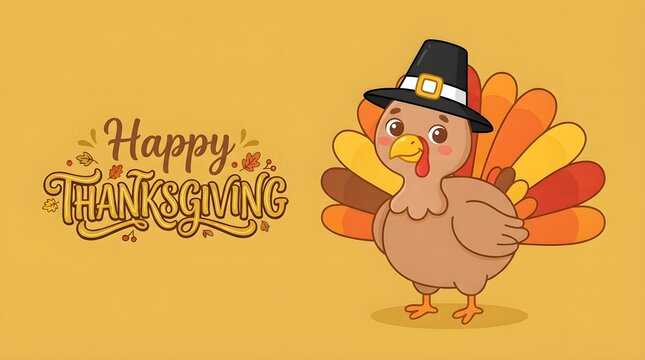 Celebrating thanksgiving with a festive turkey character a warm and joyful holiday greeting for friends and family