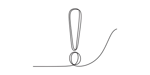 Exclamation mark drawn with one continuous black line © Jonnok