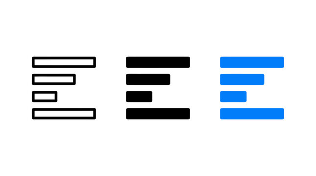 Set of Simple Text Alignment Icons Representing Left Justified Typography