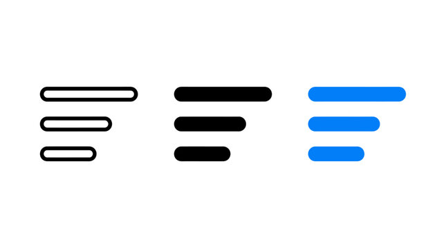 Set of Simple Text Alignment Icons Representing Left Align Formatting Tools