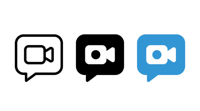Set of Video Chat Bubble Icons in Different Styles for Modern UI Design