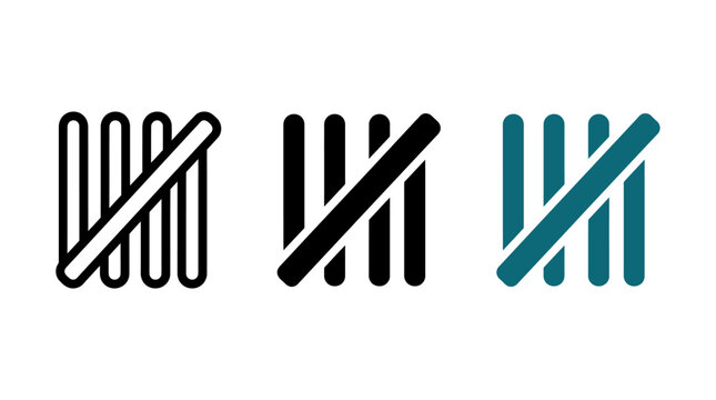 Set of Tally Mark Counting Icons Featuring Simple Vertical Stroke Designs