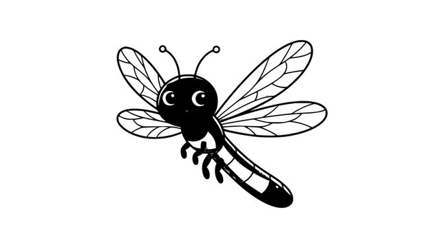 Cute Cartoon Firefly Lightning Bug Line Art Vector Illustration for Children Storybooks Kindergarten Educational Materials Bug Discovery Mobile Apps and Coloring Pages