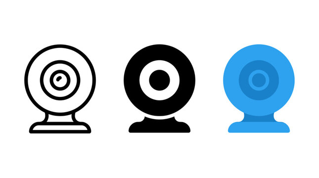 Set of Three Different Web Camera Icons for Computer Video Communication Use