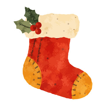 クリスマスの靴下 クリスマス 絵本風イラスト 透過素材