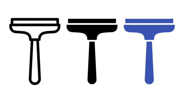Set of Window Squeegee Vector Icons for Cleaning Services and Maintenance