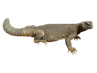 Fototapeta premium Egyptian Spiny tailed Lizard (Uromastyx aegyptia) Isolated on White Background Full Body