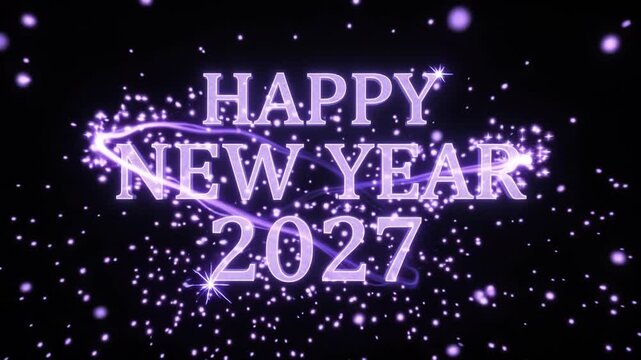 Happy New Year 2027 Gold and Turquoise Celebration with Falling Particles &ndash; 4K Video