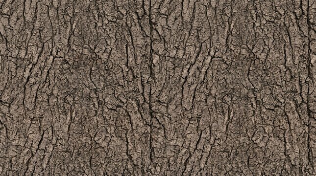 Rough Brown Tree Bark Texture Background, Seamless Natural Wood Pattern, AI Generated