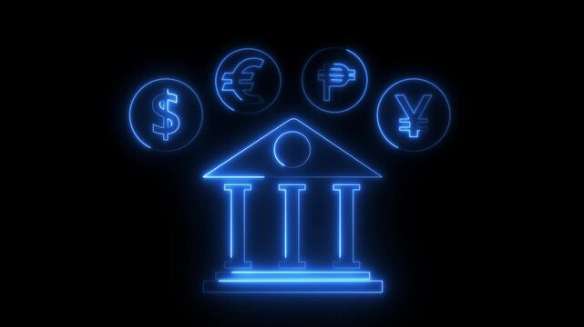 glowing neon currency exchange icon, suitable for financial concepts and currency conversion services. Glowing neon exchange rate icon. Money, Wallet, Currency Exchange, Banking, Finance concept
