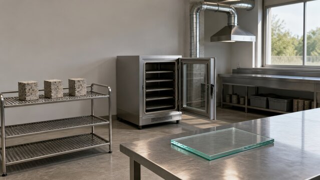 Concrete petrography laboratory - a specimen drying and mounting area