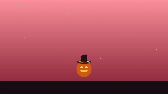 Halloween candy animation loop featuring jack o lanterns on pink
