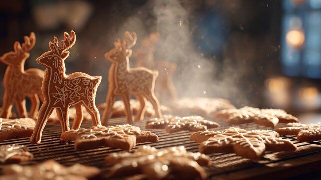radiant holiday cookies baking with animals around,