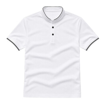 Minimalist White Mandarin Collar Polo Shirt
