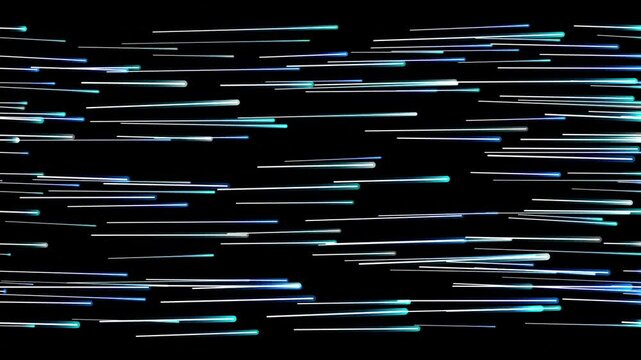 Abstract background with glowing blue and white light streaks moving fast in horizontal direction