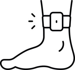 Obraz premium Electronic monitoring ankle bracelet on human foot representing house arrest surveillance and tracking device