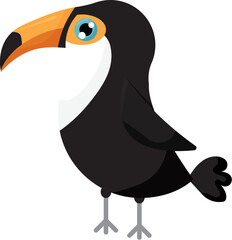 Fototapeta premium Toucan bird cartoon character. Cute toucan flat isolated on white. South America fauna.