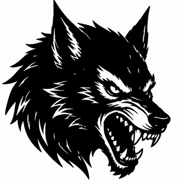 Fierce growling werewolf head vector illustration