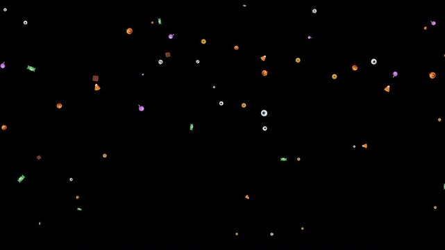 Festive halloween candy animation loop with falling treats