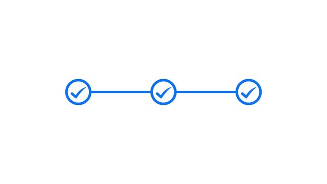 3 step infographic process with check mark. infographic step by step process sign animation on white background. Step-by-Step Guide: Business Steps.4k motion graphics.