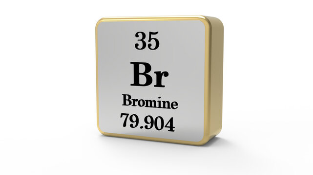Bromine Periodic Table Element Block on Transparent Background PNG