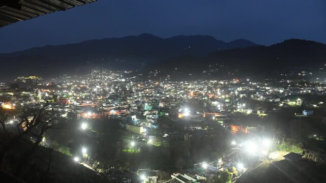 Pithoragarh City Time Lapse from Early Morning to Sunrise, Uttarakhand, India