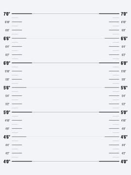 Police mugshot lineup background chart with height measurement lines