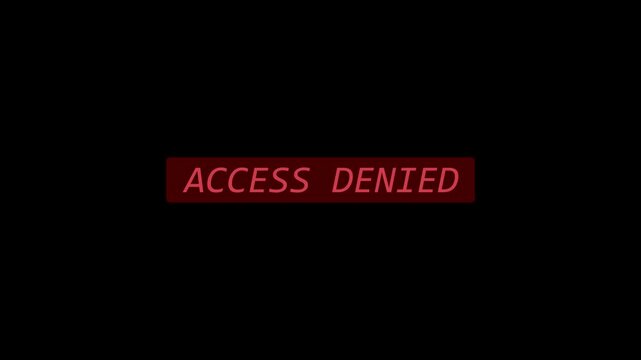 Access denied on an analog signal in a TV signal interference and distortion. Video with VHS Unique design digital animation Pixel glitch error video damage on a black background.