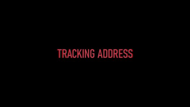 Tracking address system update software and location with a satellite system activated for safety or security. Elevated Security Camera Surveillance and scanning data analysis on black background.
