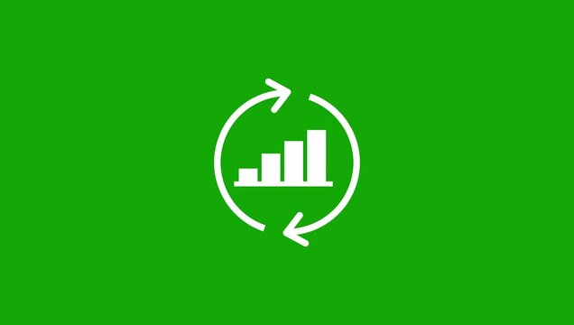 Continuous Improvement Cycle Flow Animation with Rotating Arrows and Upward Growth Graph, Process Optimization, Business Productivity and Performance Enhancement Concept, 4K Motion Graphics