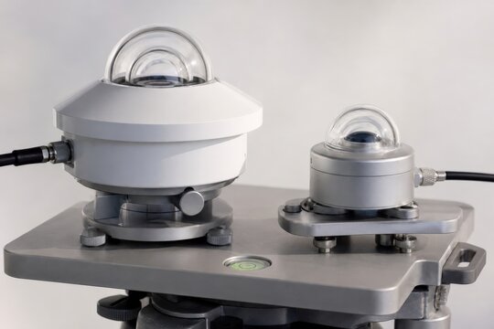 Meteorological instrument calibration laboratory - a field pyranometer and reference radiometer on a leveling plate