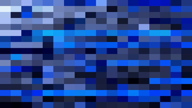 Abstract pixelated background, composed of a, grid of small, rectangular tiles in, various shades of, blue, light blue, and dark grey tones
