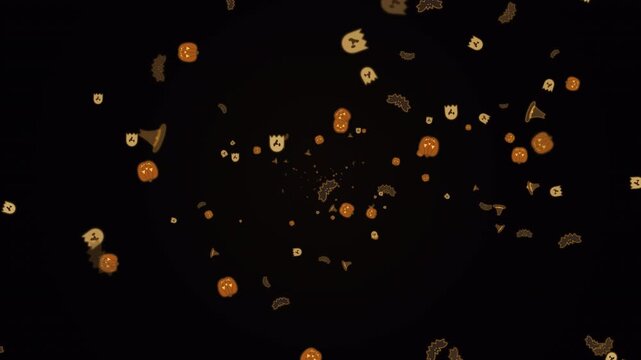 Halloween candy animation loop with floating pumpkin treats