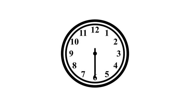 Clock spinning, watch animation on transparent background with alpha channel. Clock icon flat style 24 hours
