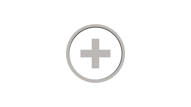 3D medical cross icon, plus sign. Positive mathematic accountancy calculating icon, Add icon, medicine sign,  first aid concept. 4k