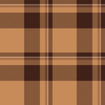 Doodle textile pattern seamless, horizontal plaid background check. Baby texture vector tartan fabric in orange and dark colors.