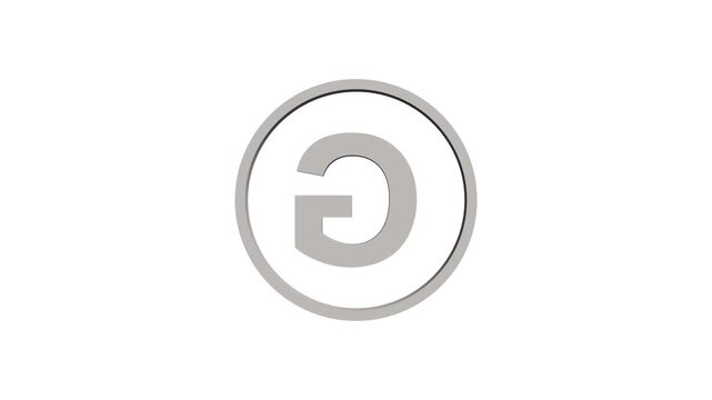 Animation of 3D font capital letter G with circle icon on white background. Educational concept. Alpha channel 4k. Logo design animation. 