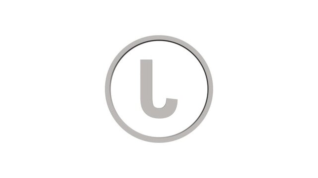 Animation of 3D font capital letter J with circle icon on white background. Educational concept. Alpha channel 4k. Logo design animation. 