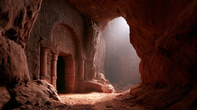 Cave with ancient architecture